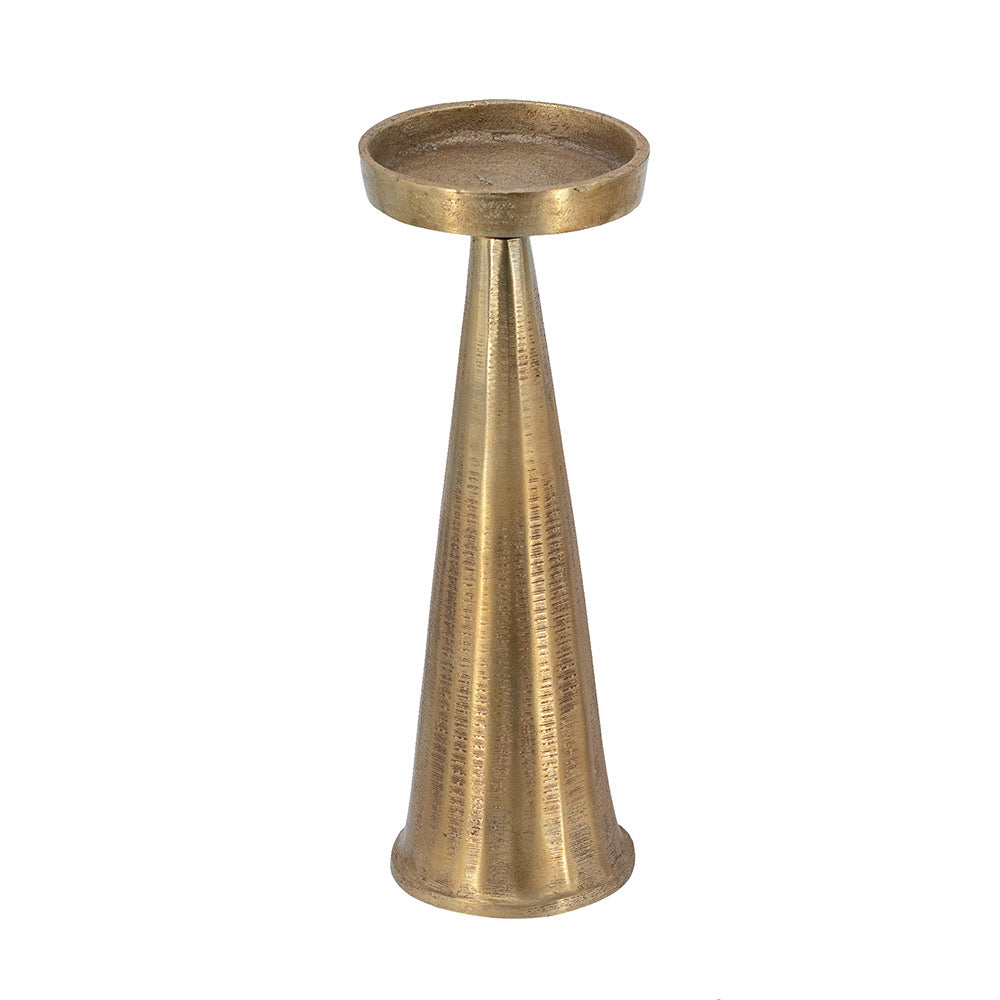 Gold Pillar Candle Holder - Lg 9.5"