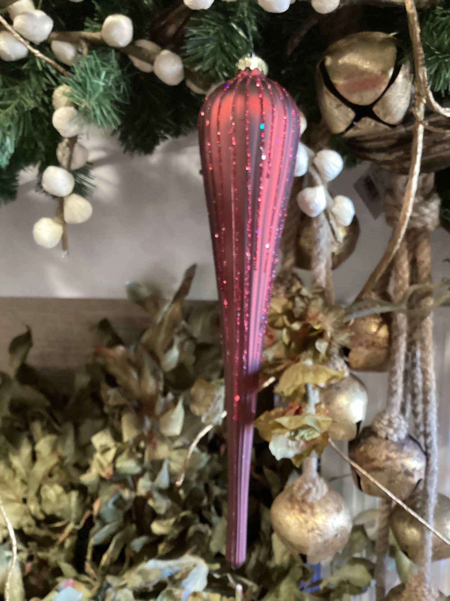 11” Matte Glitter Drop Ornament