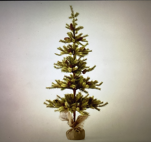 Yellow Green Needle Christmas Tree in Burlap Bag Two sizes