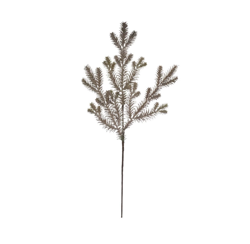 20-1/2"H Faux Pine Stem with Glitter, Champagne Finish