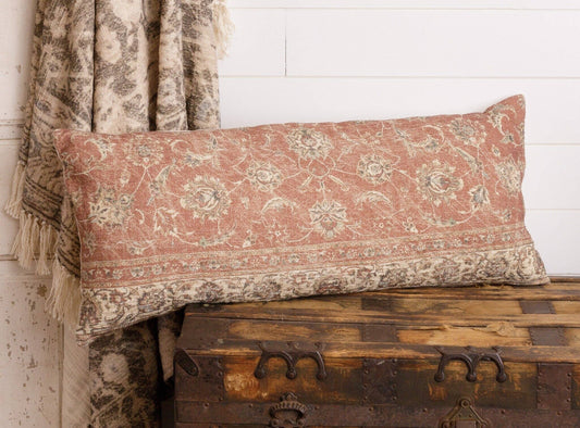 Antique Rug Slub Lumbar Pillow, Russet and Cream (PC)