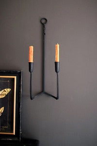 Forged Iron Double Taper Candle Wall Sconce