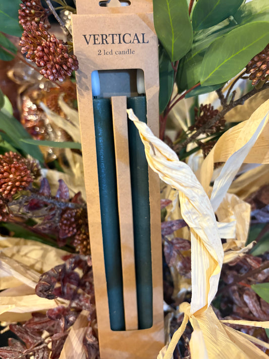 LED Taper Candles - Forest Green