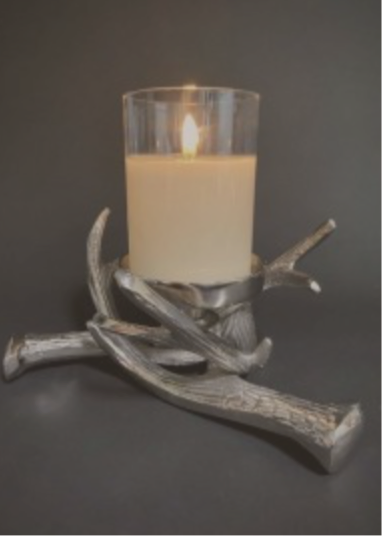 Tangled Silver Antler Pillar Candle Holder