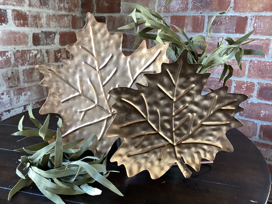 14” Copper/Bronze Metal Leaf Tray