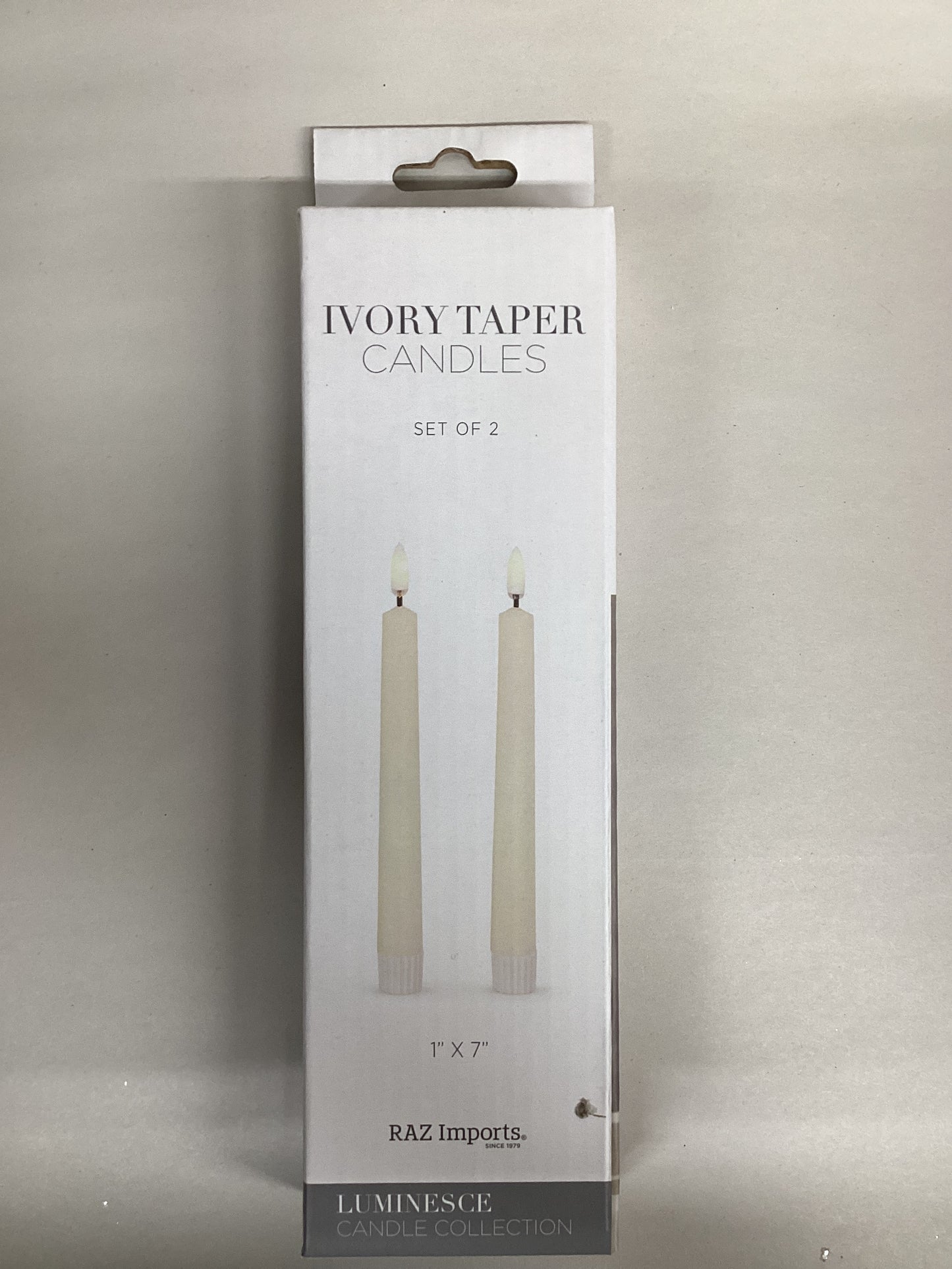 7” Ivory Taper Candles set of 2