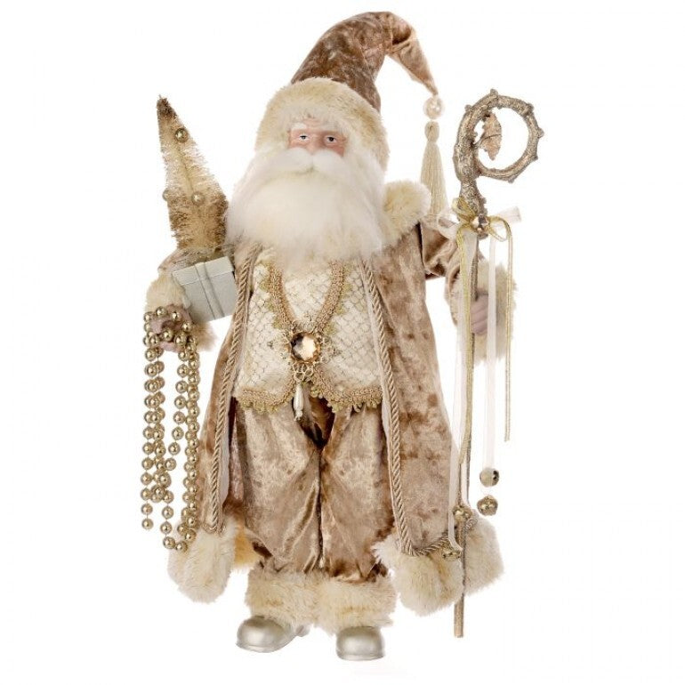 Vintage Champagne Santa with Tree