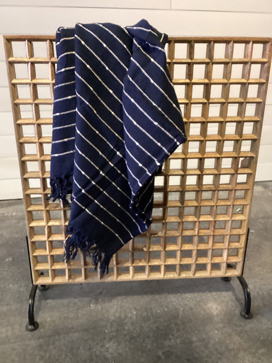 Navy and White Stripe Throw
