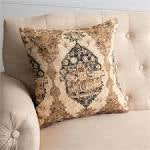 Knubby Slub Antique Rug Pillow -Navy and Taupe