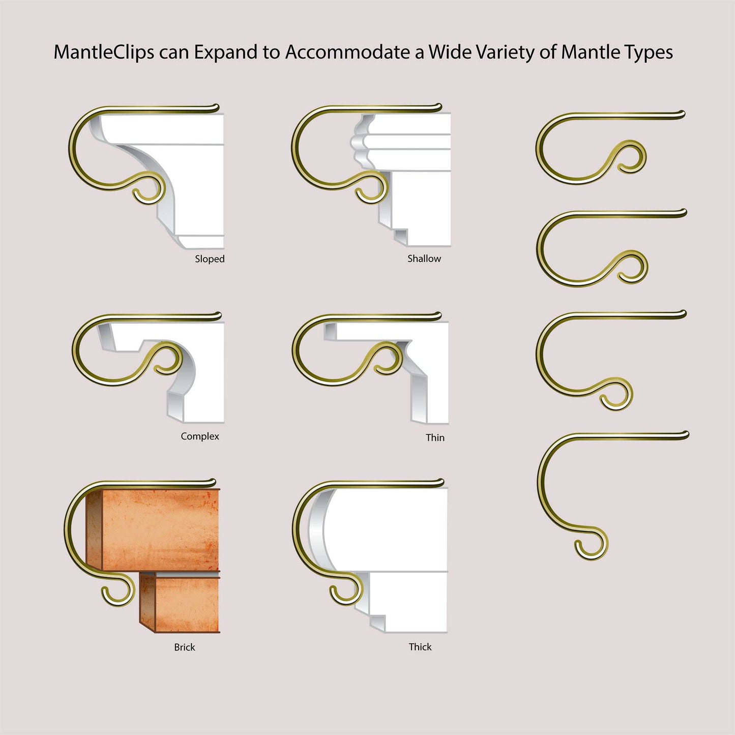 The Original MantleClip® Stocking Holder Rod - Antique Brass