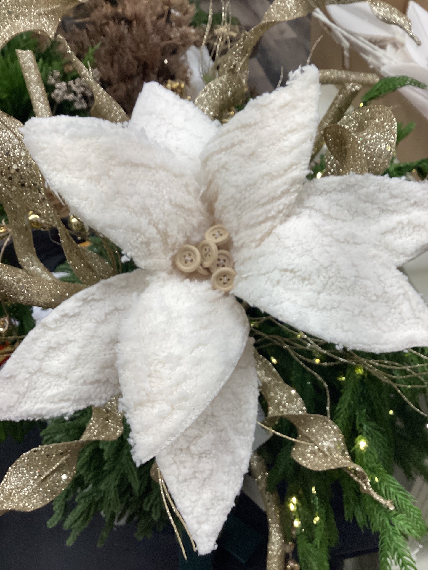 22” Winter Chalet Poinsettia W/Buttons