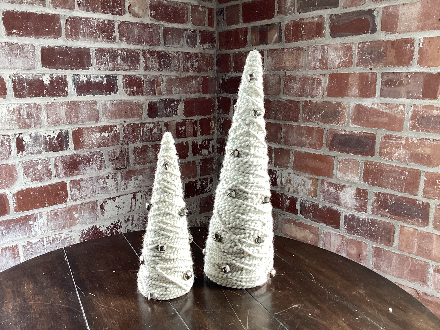 Large Silver Bells Chunky Yarn Cone Tree