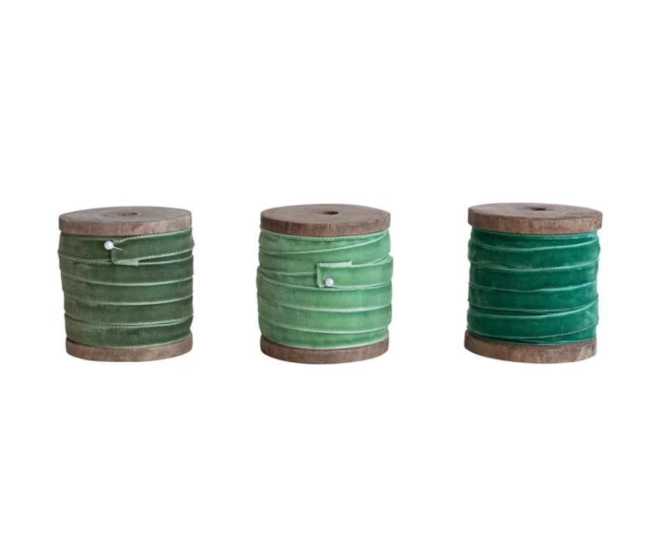 10 Yard Velvet Ribbon on Wood Spool
