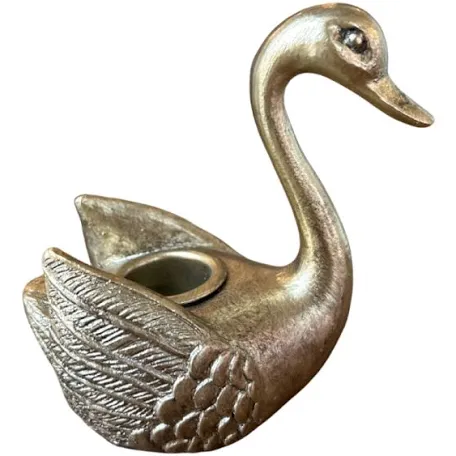 3” Antique Gold Swan Candle Holder