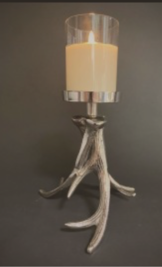 Tangled Silver Antler Pillar Candle Holder