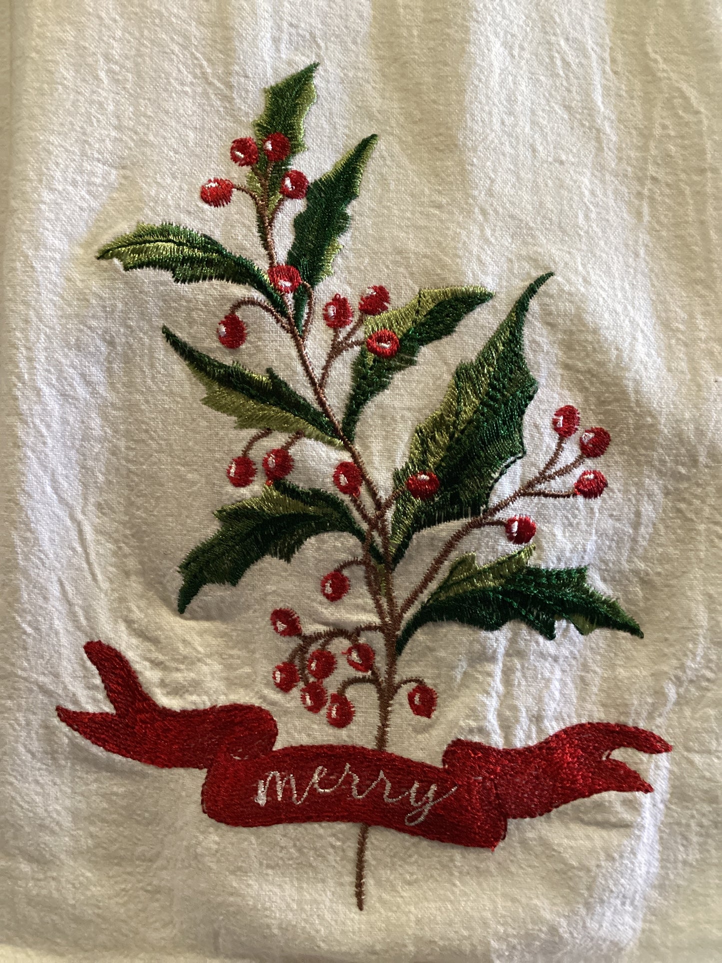 Merry Holly Tea Towel