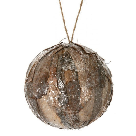 Frosted Natural Ball Ornament -6"