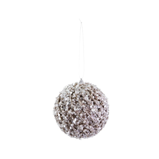 Silver/Champagne Pearl and Bead Ornament -5"