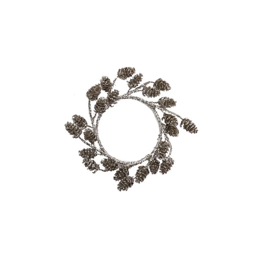 Pine Cone Candle Ring-Pewter w/glitter
