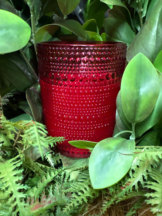 4" Hobnail LED Candle -Red
