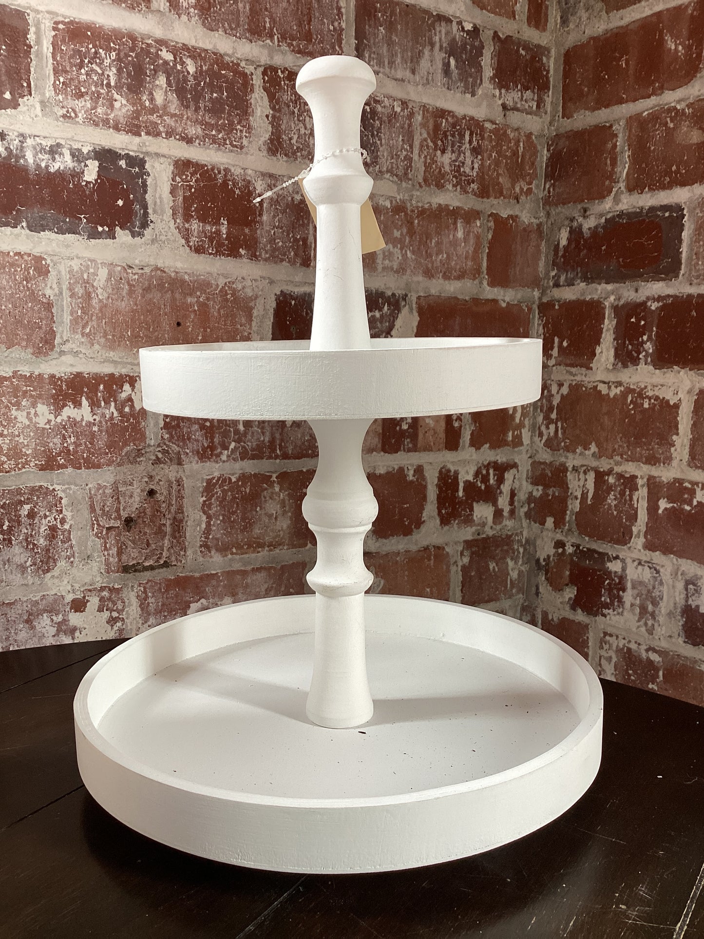 White Wood Two-Tiered Tray