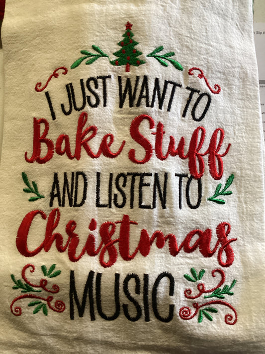 Bake Stuff & Christmas Music Tea Towel