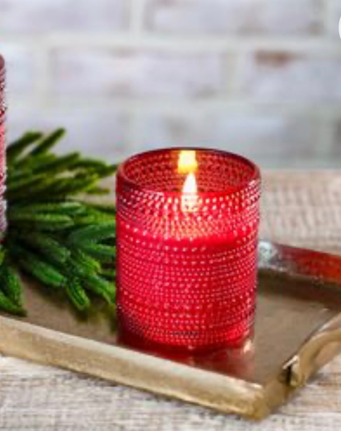 3” Hobnail LED Candle -Red