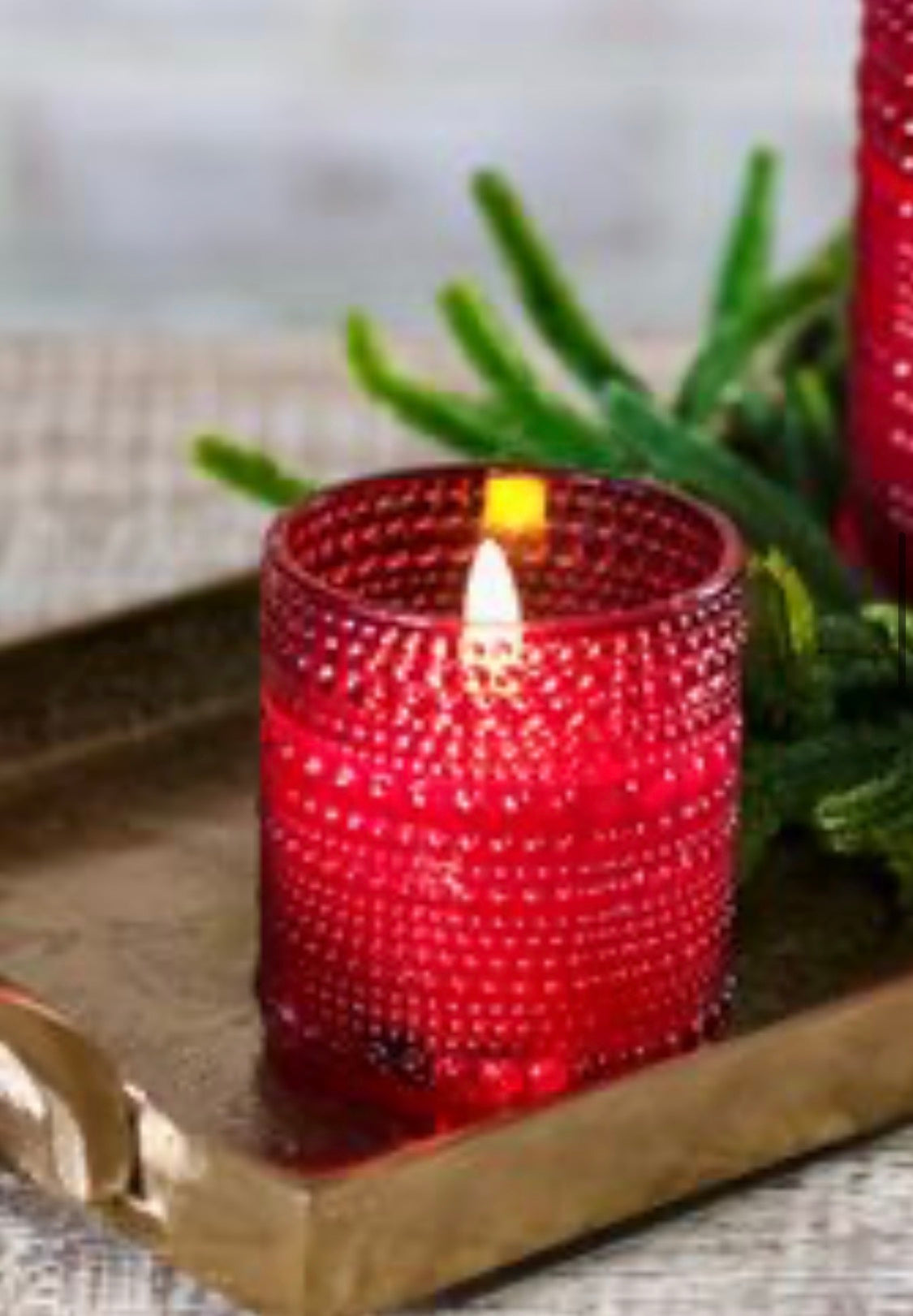 5" Hobnail LED Candle -Red