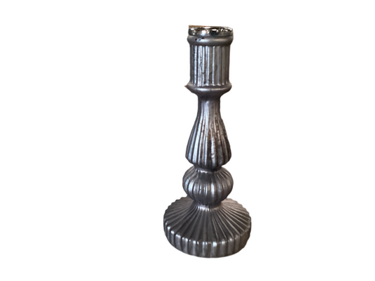 3.5” x 8” Frosted Gunmetal Taper Candle Holder