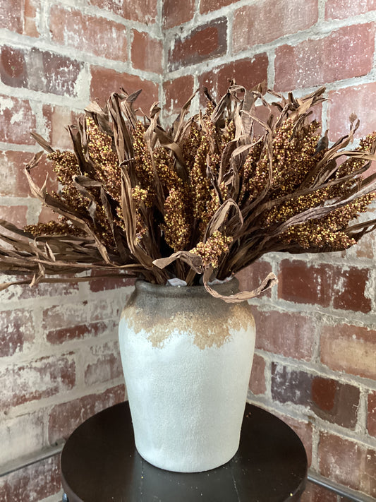 19” Faux Dried Sorghum Spray w/Leaves