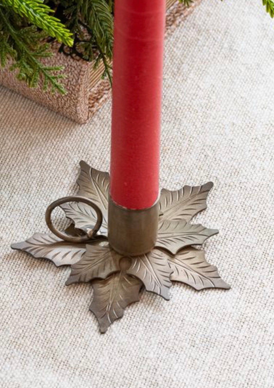 3.5” Holly Leaf Candle Holder