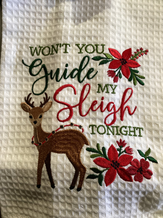 Guide My Sleigh Tea Towel