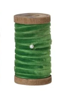 10 Yard 1/4” wide velvet ribbon on wood spool