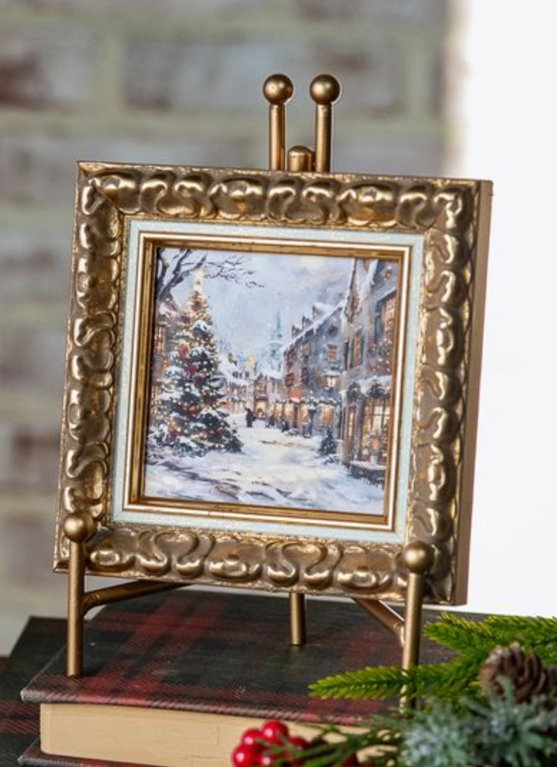 4”x4” Wood Framed Christmas Town Print