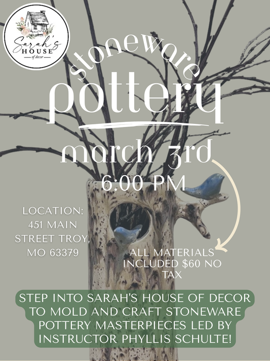 Event: Stoneware Pottery Workshop March 3rd
