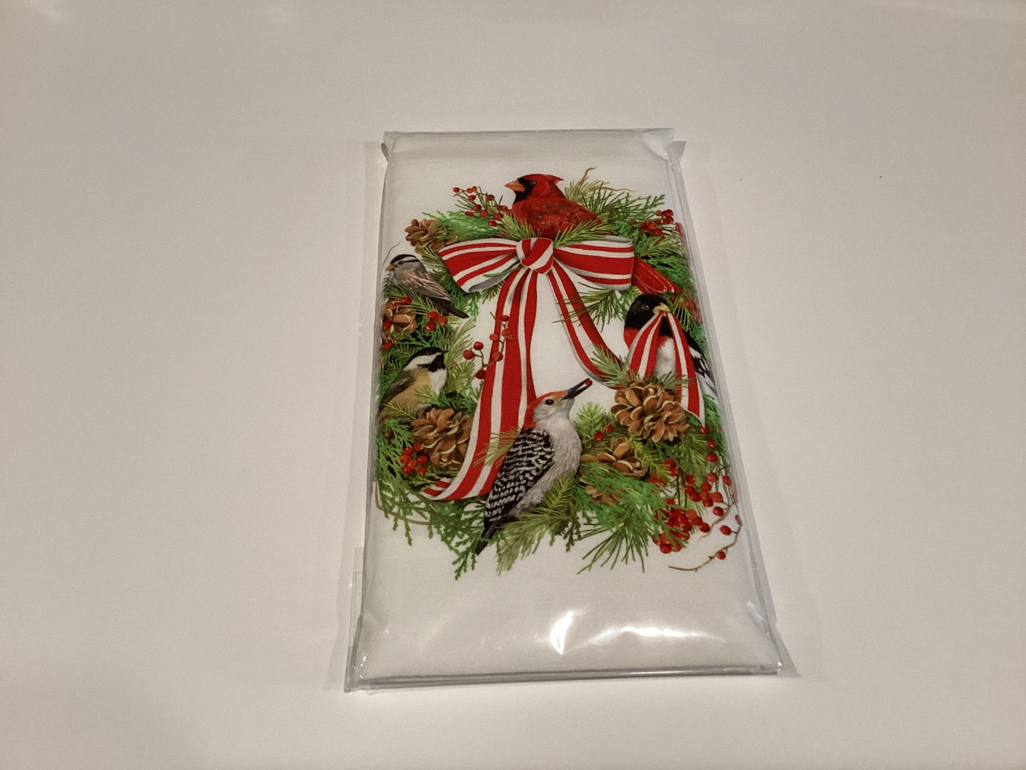 Flour Sack Kitchen Towel Bird Wreath