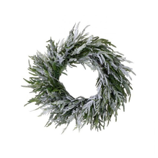 Real Touch Norfolk Pine Wreath Snow