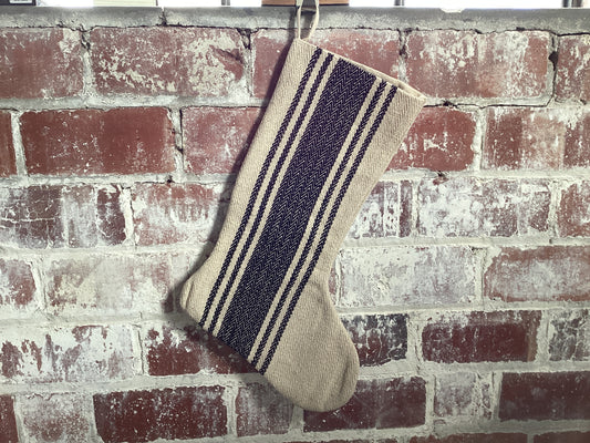 Tan Stocking Black Grain-sack Stripes