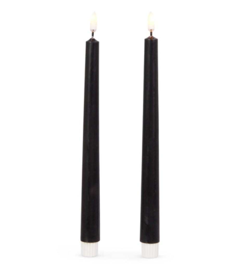 10” Black Taper Candles set/2