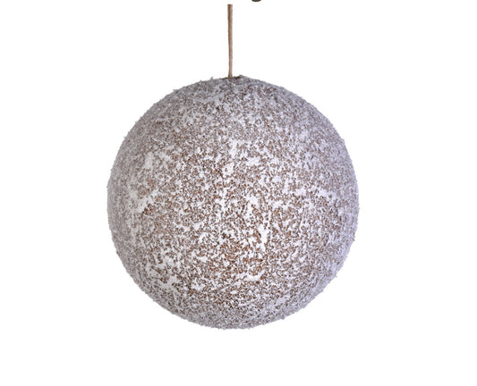 4.75” Glitter Frosted Beige Ball Ornament