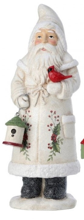 10” Paperpulp Vintage Santa W/Etched Holly Berry