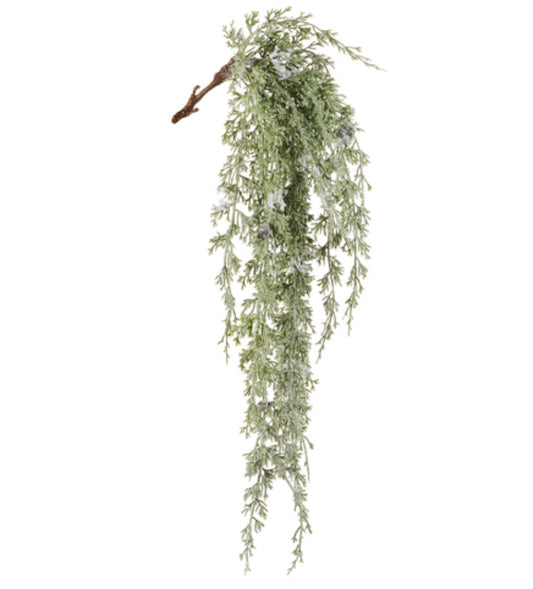 30" Hanging Flocked Cedar Branch