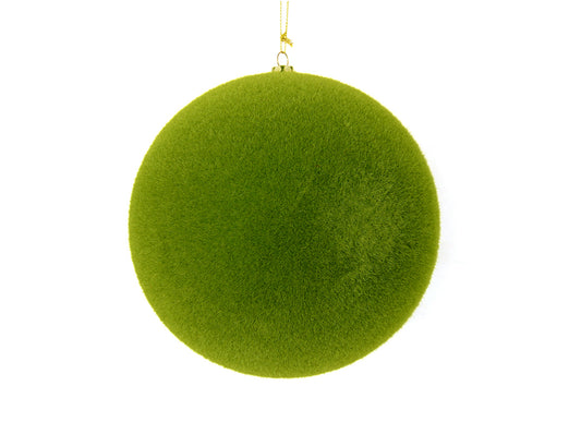 6" Moss Green Flocked Ball Ornament