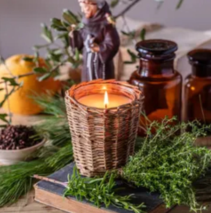Porchview Midnight Mass Wicker Candle