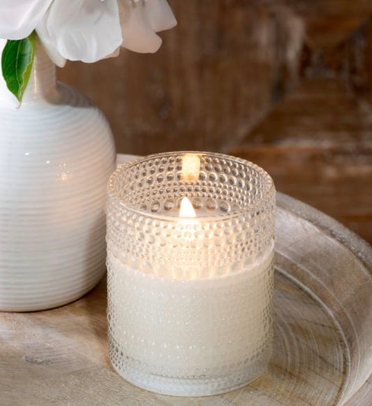4” LED Clear Beaded Glass Candle