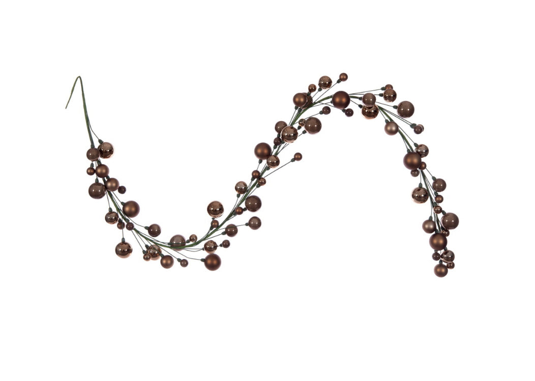 6’ Mocha Matte/Shiny Pearl Ball Garland 1-2” Dia Balls