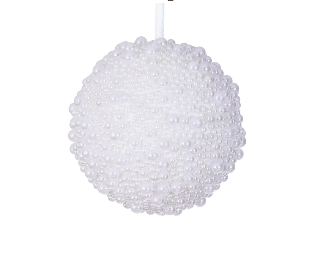 4" White Pearl Ball Ornament