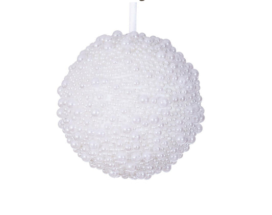 4" White Pearl Ball Ornament