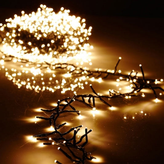 36.5’ Snake Light Garland W/500 Warm White Lights on Green Wire + Remote