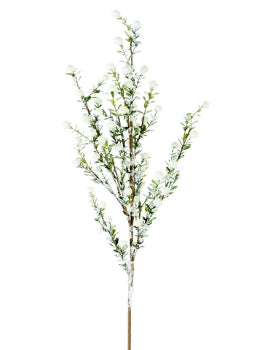 35” snowy Boxwood White Berry Spray